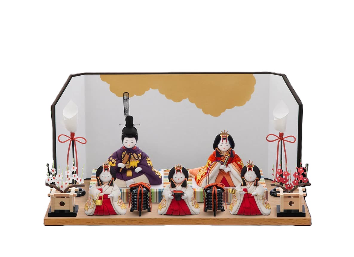 萌雛 本金箔蒔絵 五人飾り